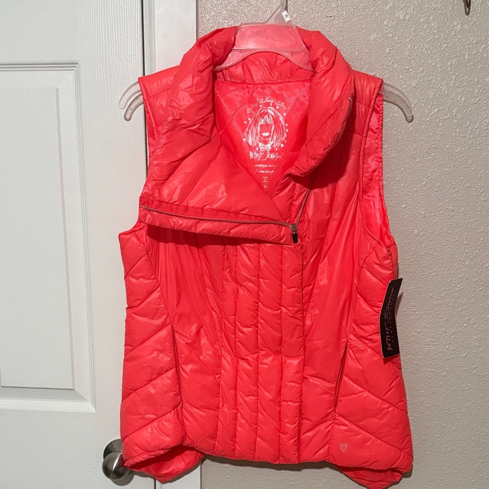 Betsey Johnson Vibrant Coral Quilted Vest